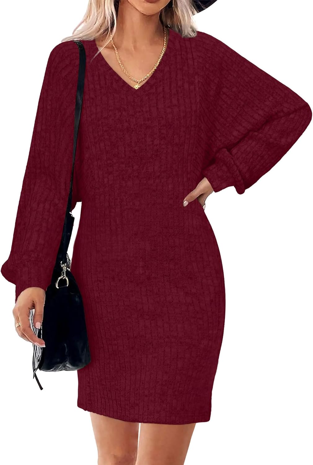 Grace's Secret Womens Ribbed Knit Sweater Dress Long Sleeve Casual Fall Winter Dresses 2025