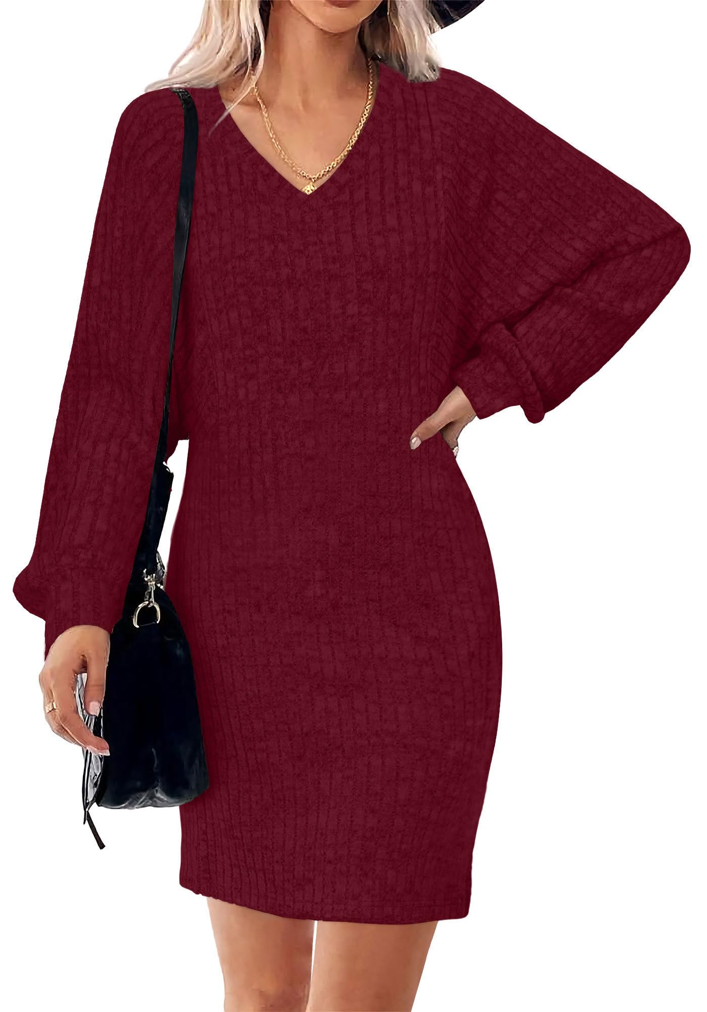 Graces Secret Womens Ribbed Knit Sweater Dress Long Sleeve Casual Fall Winter Dresses 2025