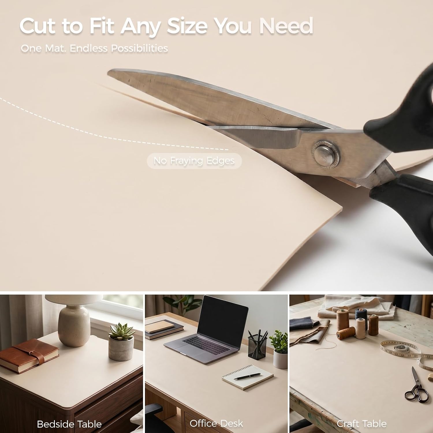 1.6mm Thick Leather 15x72 Inch Non-Slip Mat, Waterproof Countertop Protector, Extended Dresser Topper/Kitchen Counter Mat, Creamy White image 5