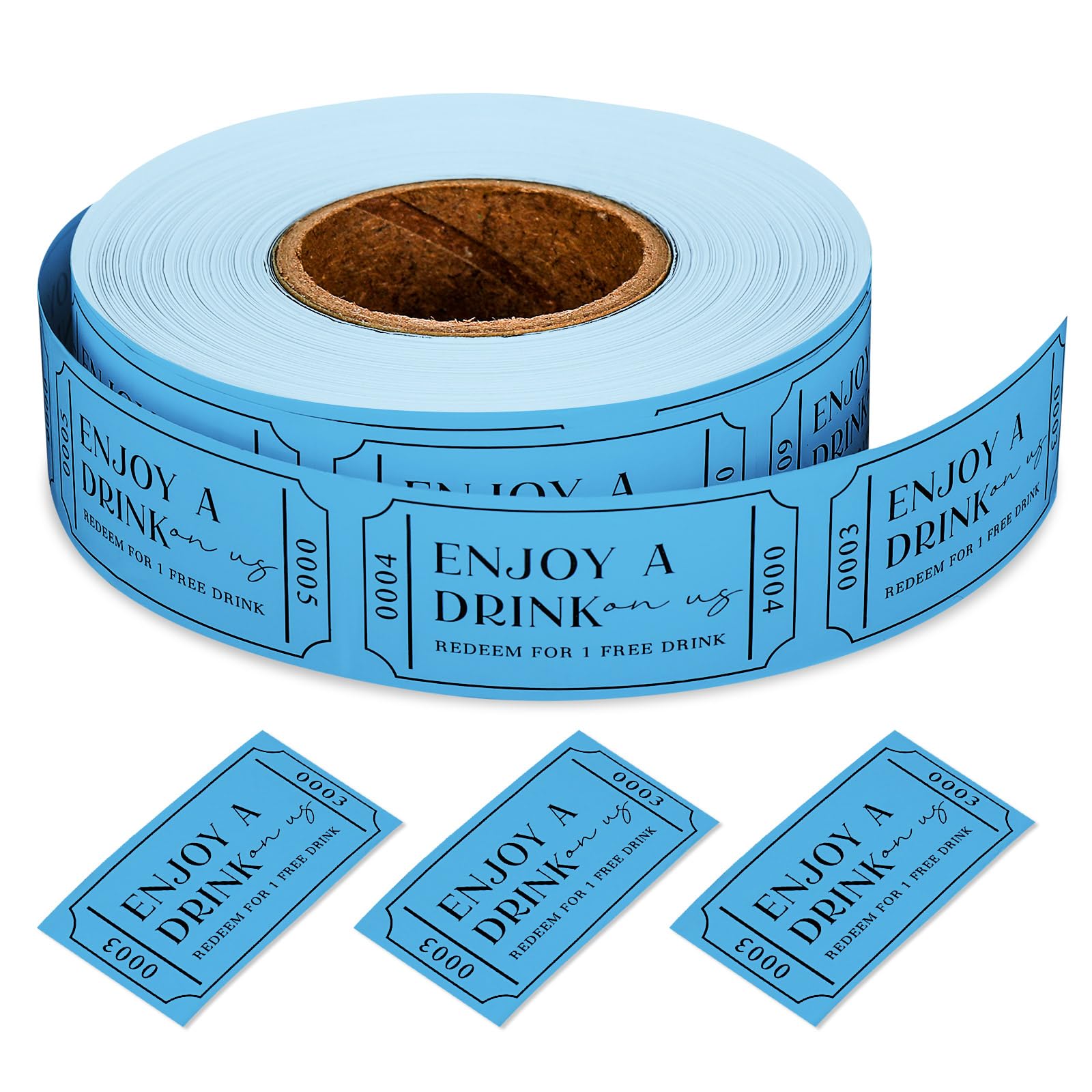 JarThenaAMCS 1000Pcs Blue Drink Tickets Roll Single Raffle Tickets Party Ticket 2" x 1" for Events Wedding Parties Class Reward Fundraiser Prizes