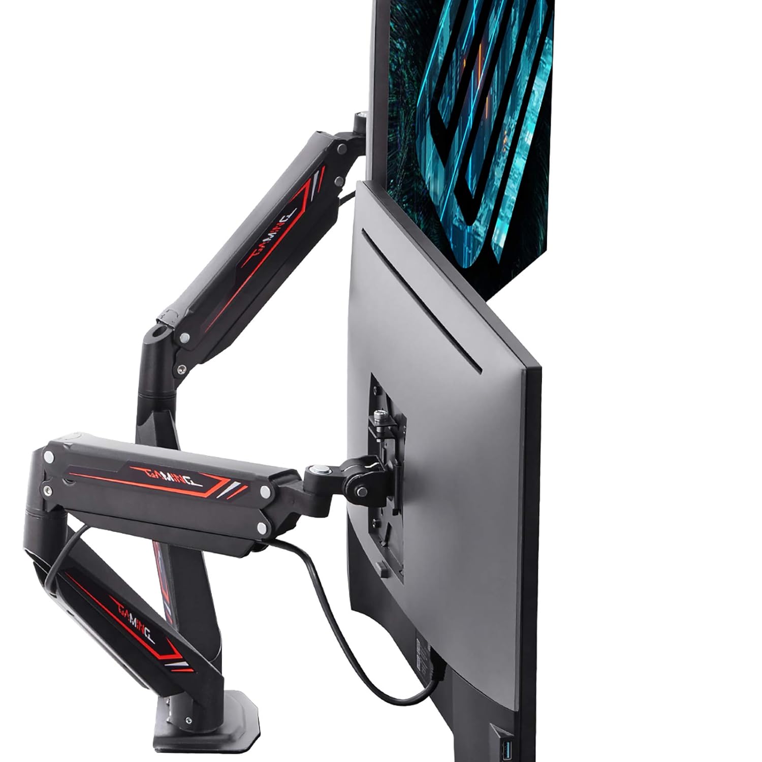 EUREKA ERGONOMIC Dual Monitor Arms, Full Motion Dual Stacking Mount, Fits Screens Up to 32″, Gaming Design EUREKA ERGONOMIC Dual Monitor Arms, Full Motion Dual Stacking Mount, Fits Screens Up to 32″, Gaming Design