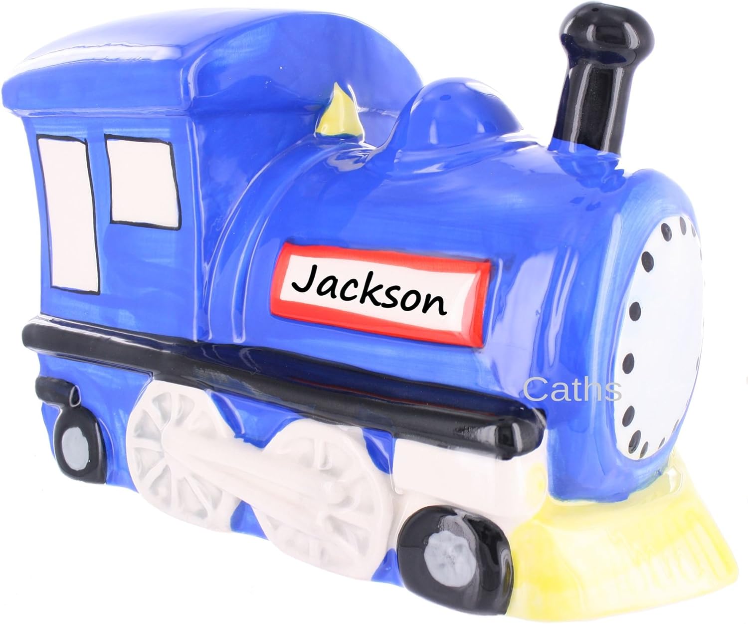 Amazon.com: Blue Ceramic Steam Train Money Box Mark112 Personalised ...