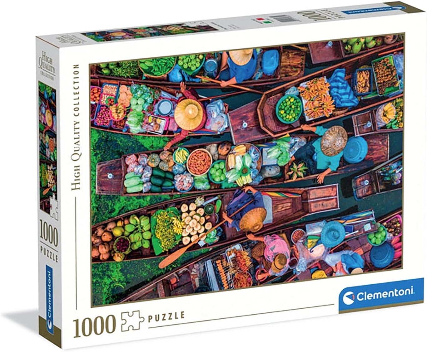 Clementoni - 39882 Jigsaw Puzzle 1000 Pieces for Adults and Teenagers, Collection, Floating Market Theme, Thai Market Theme, Gift Idea for Men and Women, Made in Italy, 70 x 50 cm