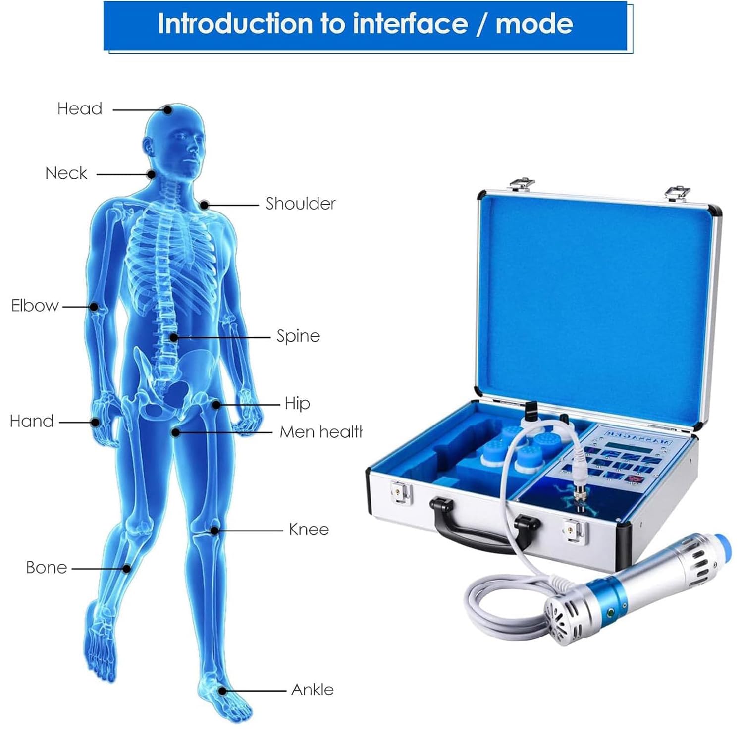 Macchina ad Onde D'urto per Disfunzione Erettile, Dispositivo terapia Focalizzate apparecchio extracorporee fisioterapia Massaggiatore con 10 Teste Per Trattamento Ed e Alleviare Dolore