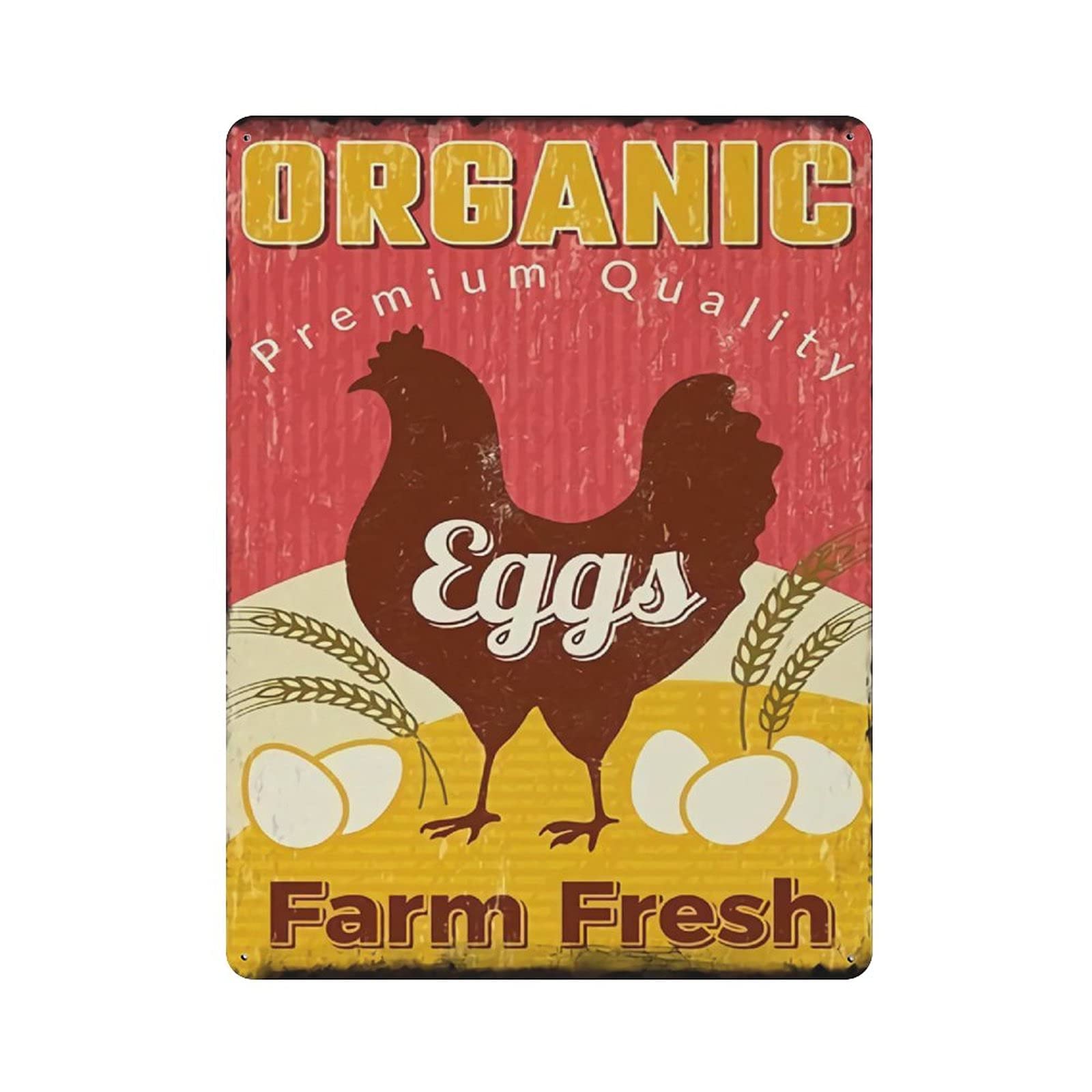 Metal Tin Sign Organic Eggs Farm Fresh Vintage Tin Poster Metal Sign Wall Decoration Country Kitchen Home Garage Decor 16"x12"