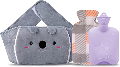 Bolsa de agua caliente, bolsa de agua caliente de goma con cubierta suave para la cintura para cuello y hombros, espalda, manos, piernas, cintura