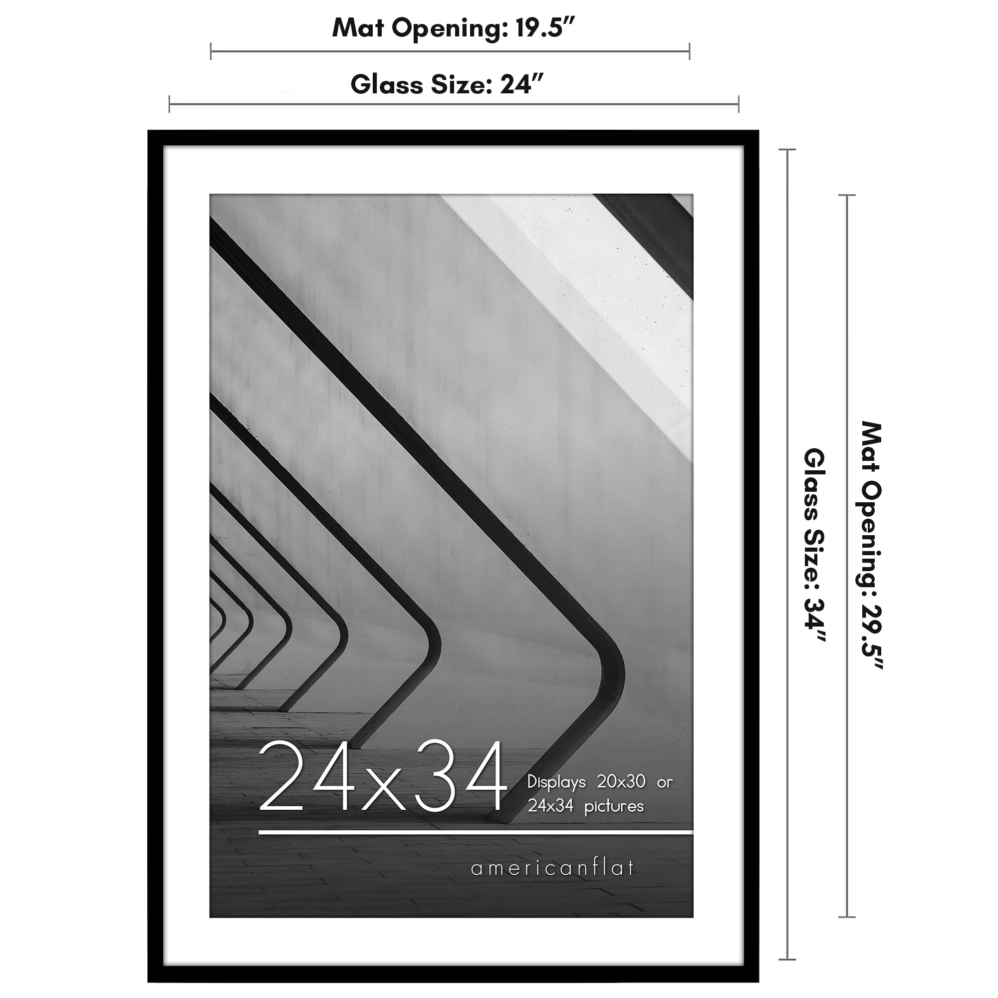 Cornice Americanflat In Legno Rovere 85x60 Cm - Con Vetro Antigraffio E Ganci Integrati - Foto 5