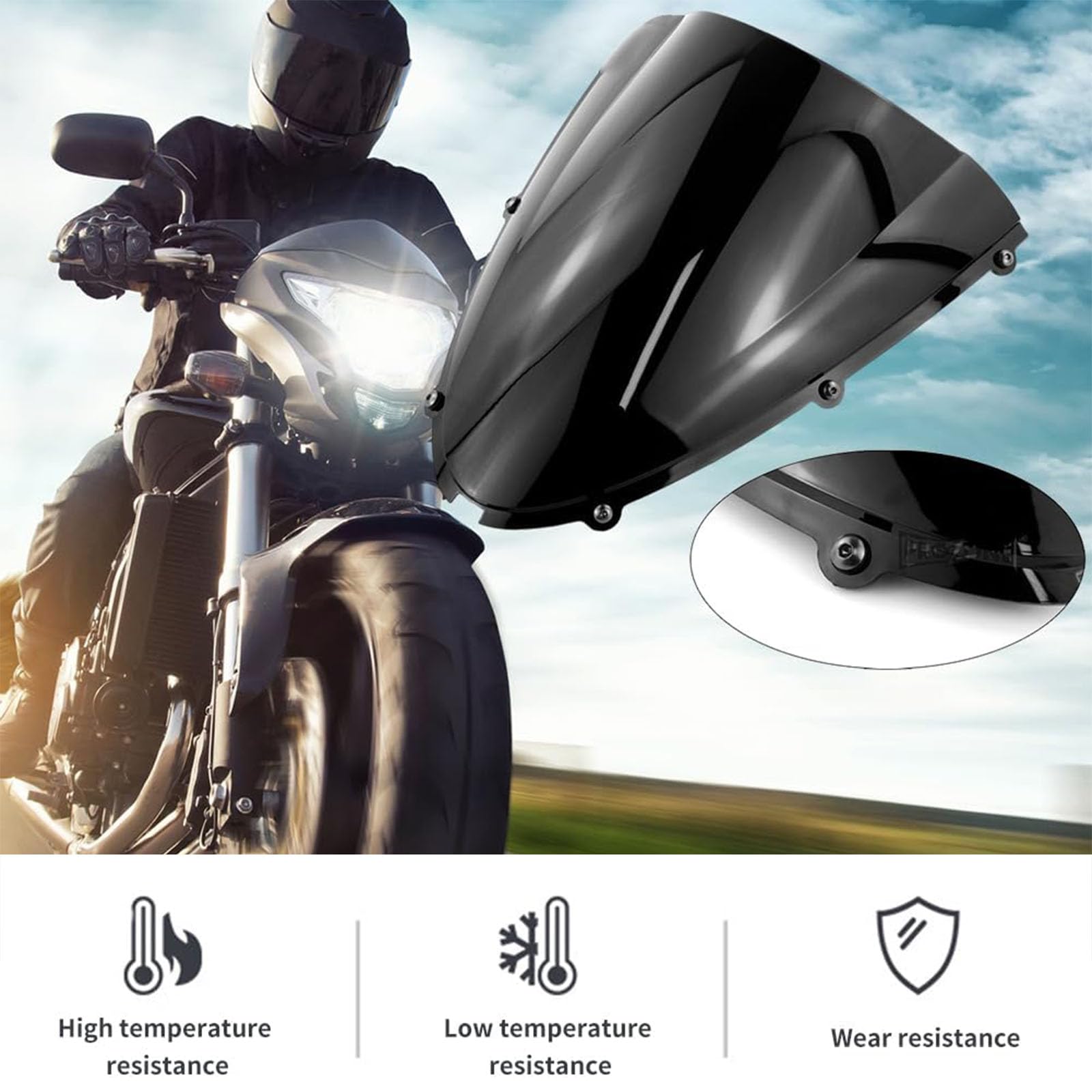 Kit Bulloni M5 Per Parabrezza Moto - 10 Pezzi Con Dadi In Gomma E Attrezzo - Nero - Foto 3