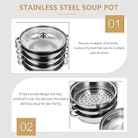 Vista 6 de Olla de aluminio para cocinar al vapor de 5 capas con tapa de vidrio templado 11.0 in Dim Sum Basket