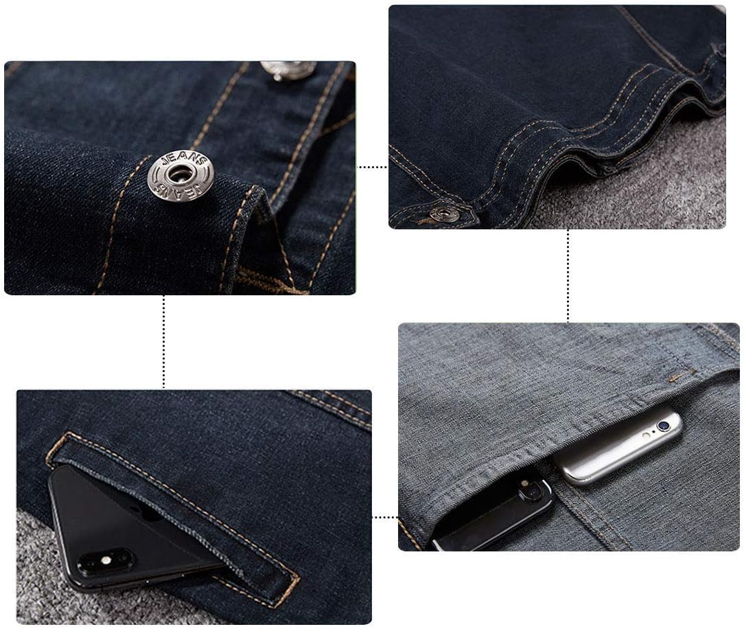 Men's Casual Button Up Denim Vest Vintage Sleeveless Jeans Vest Jacket - Image 5