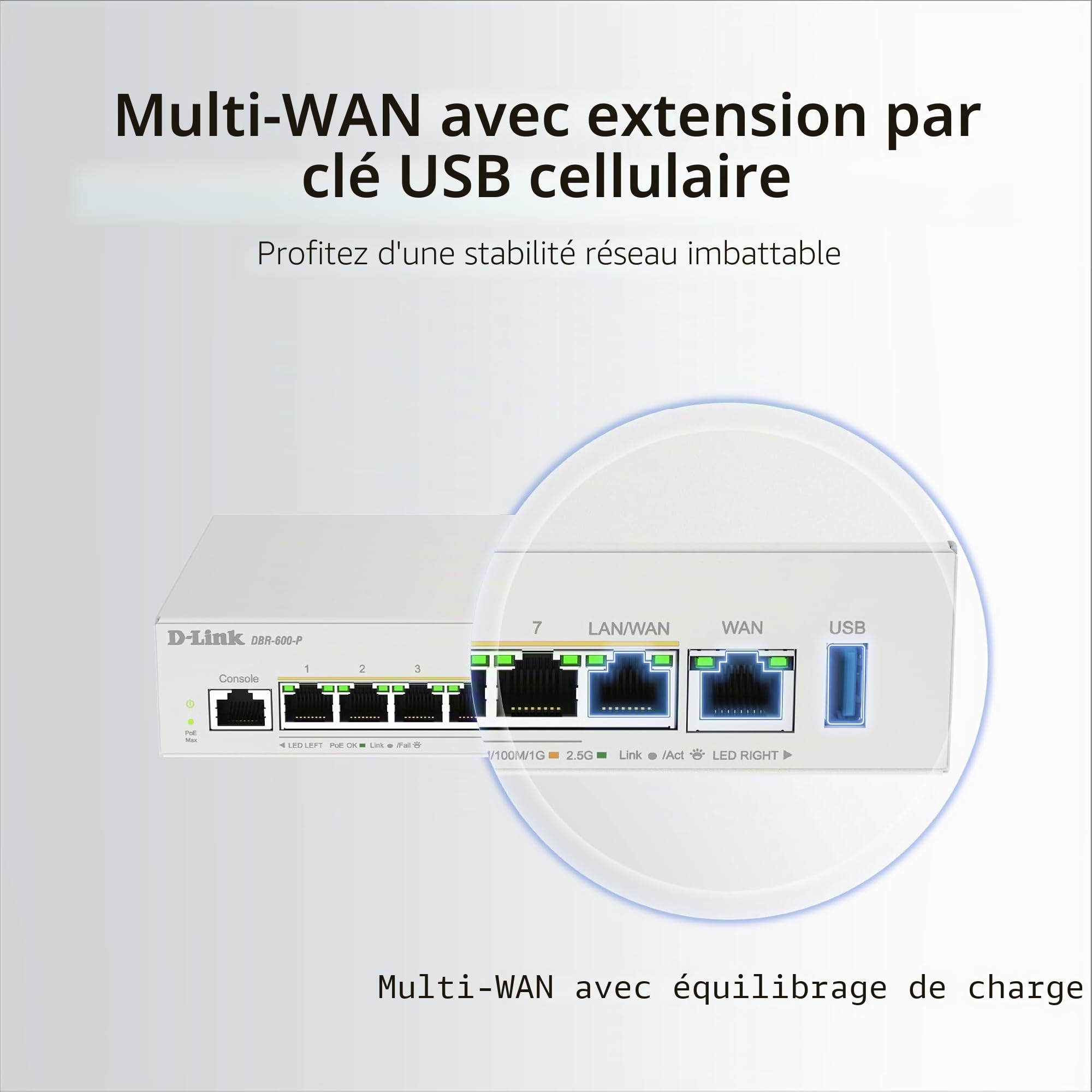 D-Link DBR-600-P Routeur PoE Professionnel – Routeur VPN Dual WAN 2,5G avec 8× Ports PoE+ (123W), Répartition de Charge Multi-WAN, Sécurité Pare-feu, Gestion AP – Idéal Bureaux & Cafés