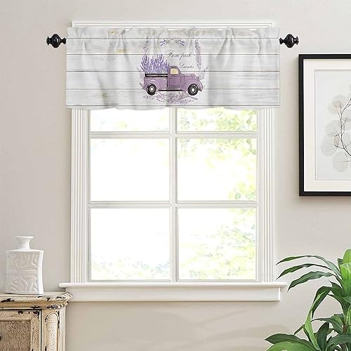 Miniatura 6 de Cortinas de cenefa de lavanda, cortinas de cocina moradas, cenefas florales para ventanas, cortinas de baño, cortinas de ventana con bolsillo para