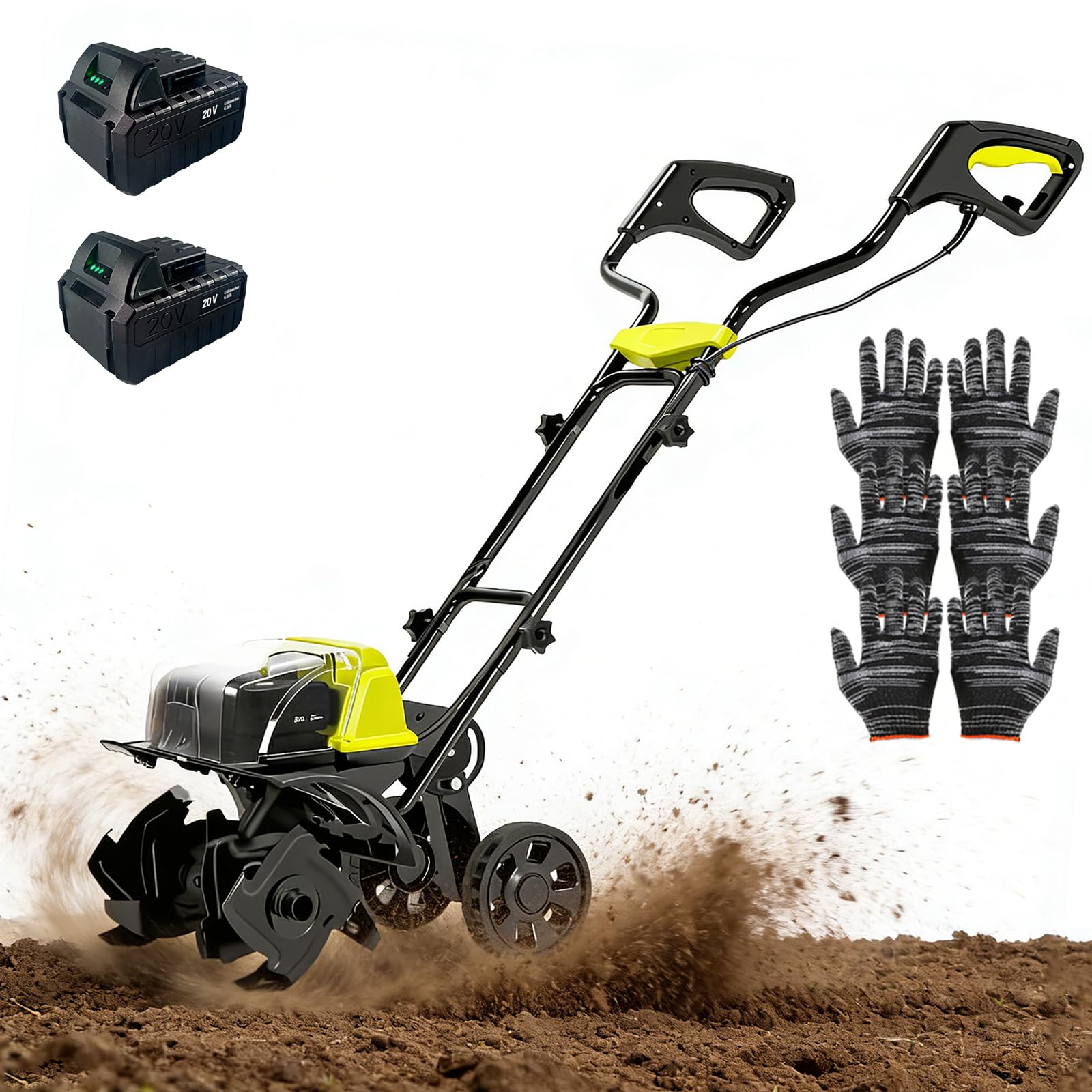 Generico Motozappa Elettrica 40V con Batteria da 4.0Ah e Interruttore di Sicurezza, 180 Giri/min, Multifunzionale per Orticoltura e Giardinaggio