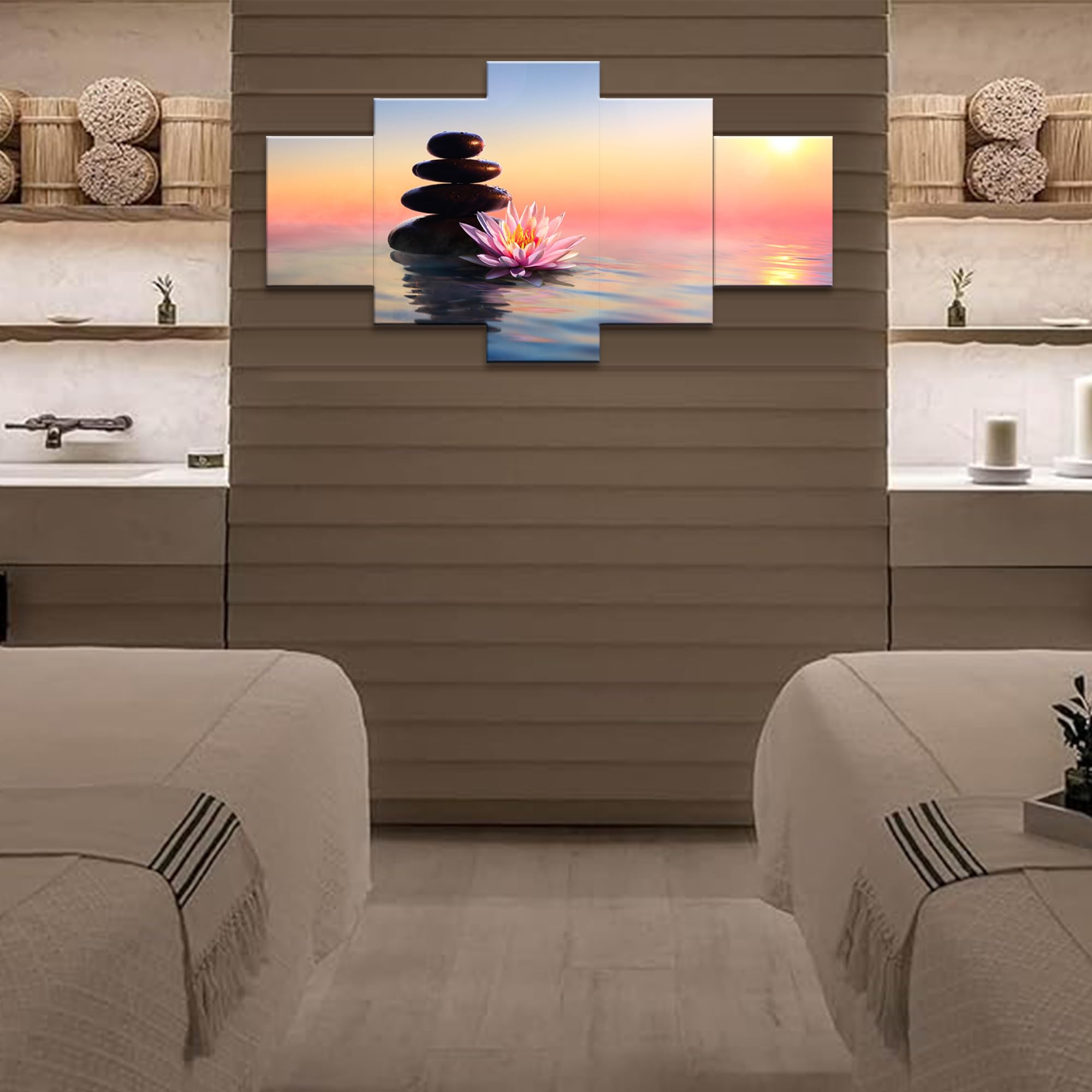 Abstrakte Lotus-Blüten Leinwand-Drucke – 3-teiliges Set, Je 30,5x40,6 Cm, Minimalistisch, Für Yoga-Raum, Bad Oder Wohnzimmer