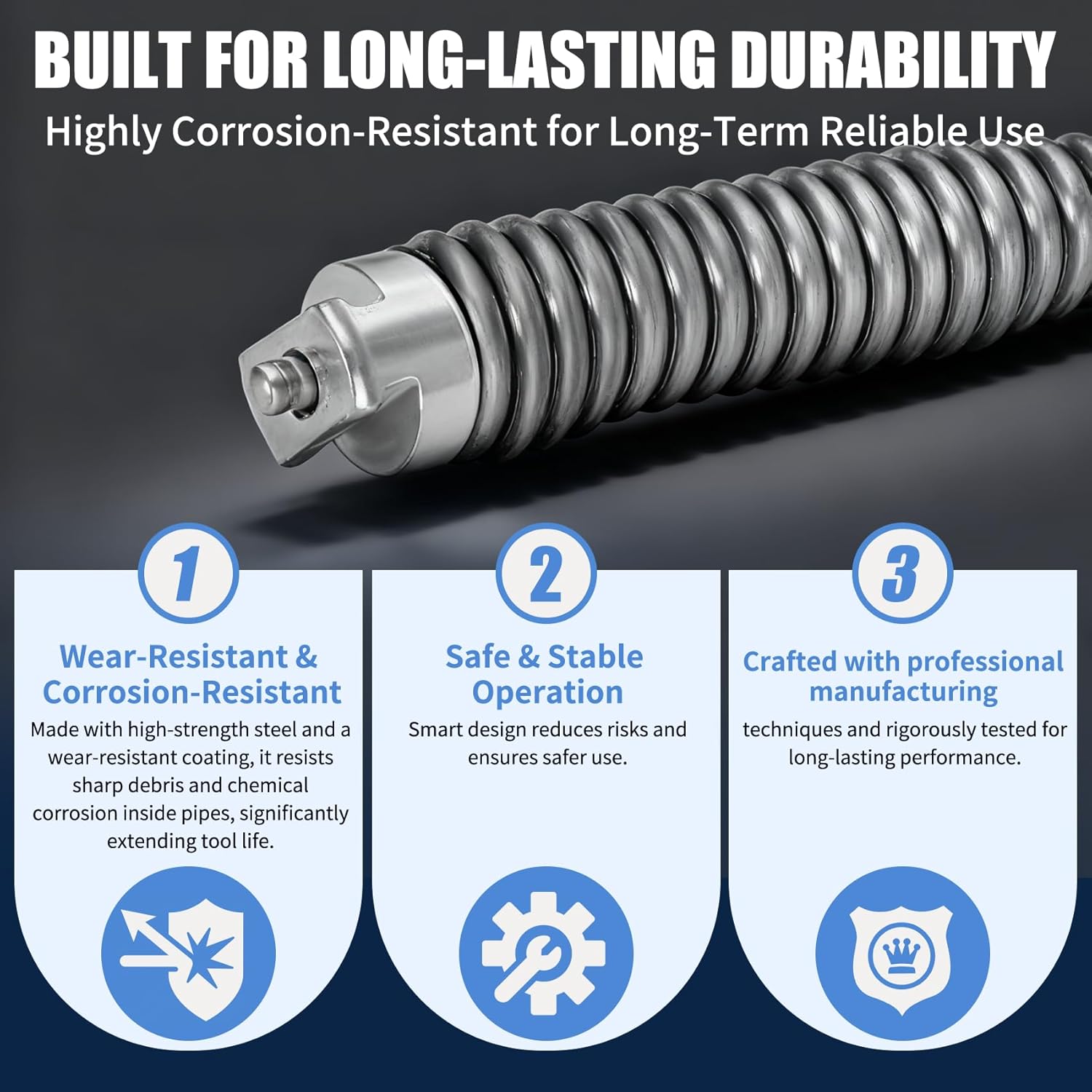 Upgraded 37847 C-32 Inner Core Cable for RIDGID K-3800 and K-375 Drum Machines, 3/8" x 75'Inner Core Cable for Home Drain,Professional Drain Cleaning Equipment, Steel Pipe Snake for Drain Cleaning