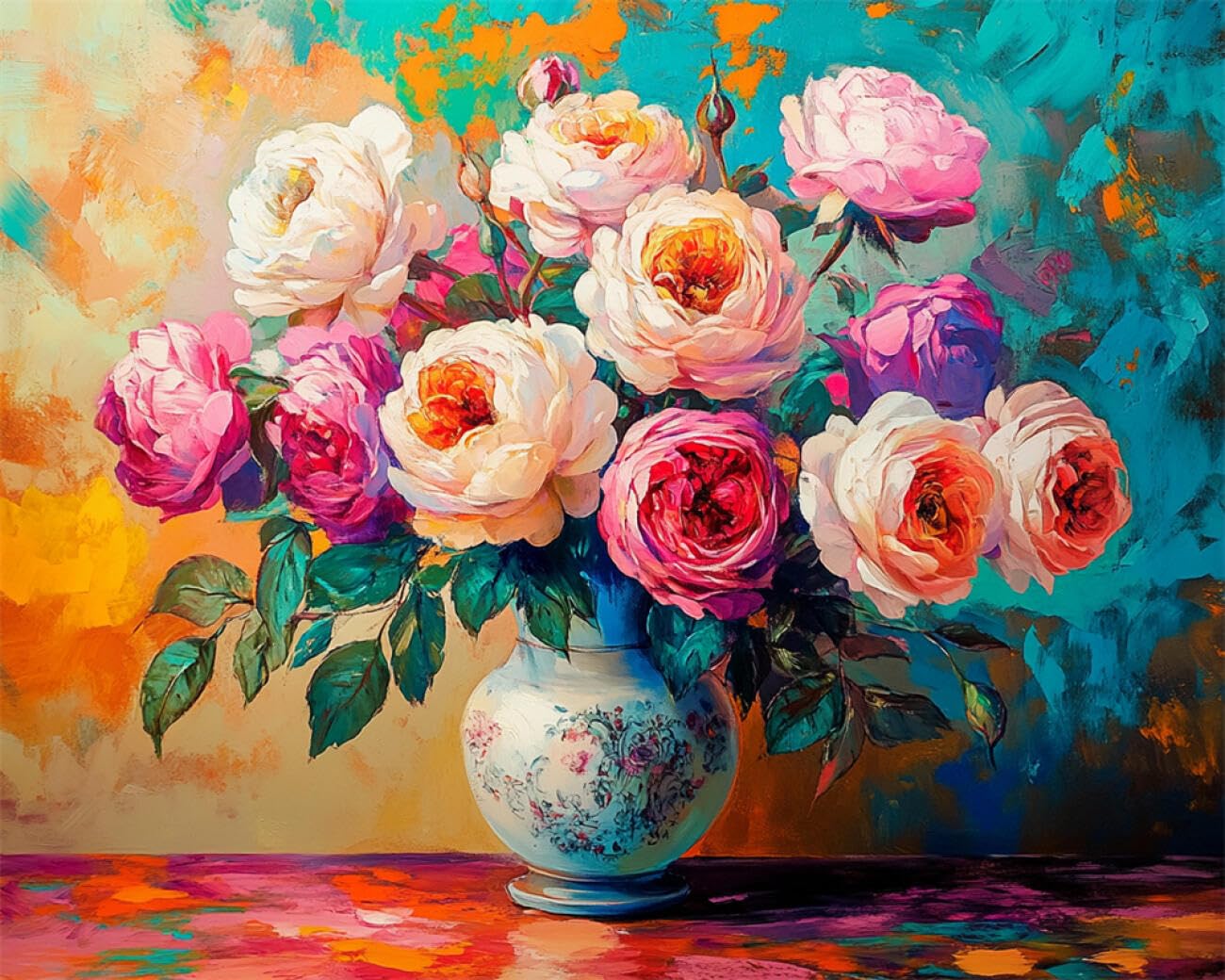 RKFLGEW DIY Embroidery Beads Set Flowers in A Vase 40x50cm