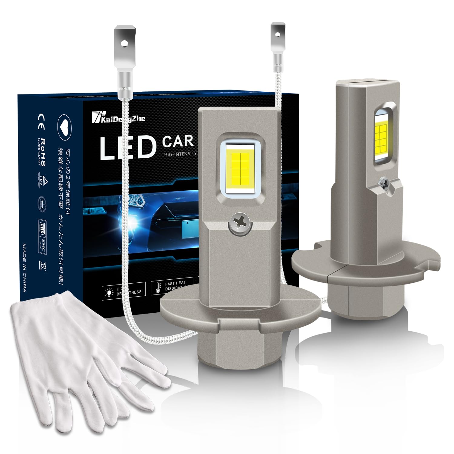 KaiDengZhe 2PCS H3 LED Fog Light Bulbs, 2025 Upgraded H3 LED Bulb for Fog Lights Headlight 1:1 Mini Size 600% Brighter Standard LED Fog Light Bulbs 55W 6000K White Fog Lamp DRL Halogen Replacement