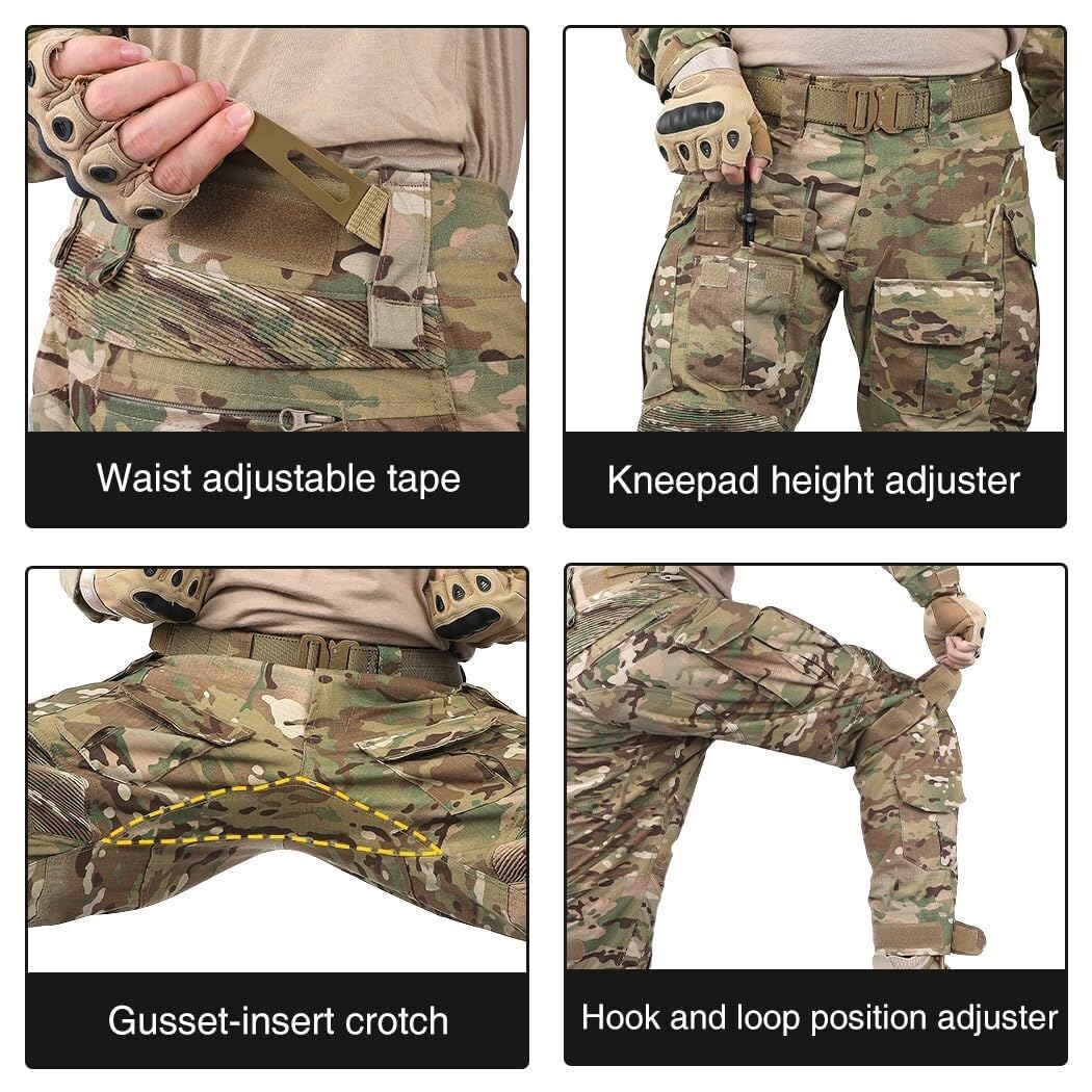 Pantalon Tactique De Combat G3 for Hommes avec Genouillères, Pantalon De Camouflage, Pantalon D'entraînement De Chasse en Plein Air(L)