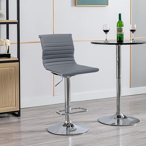 Miniatura 63 de Taburetes de bar ajustables de piel sintética, taburete de bar negro y dorado con respaldo, moderno taburete giratorio de altura de mostrador para