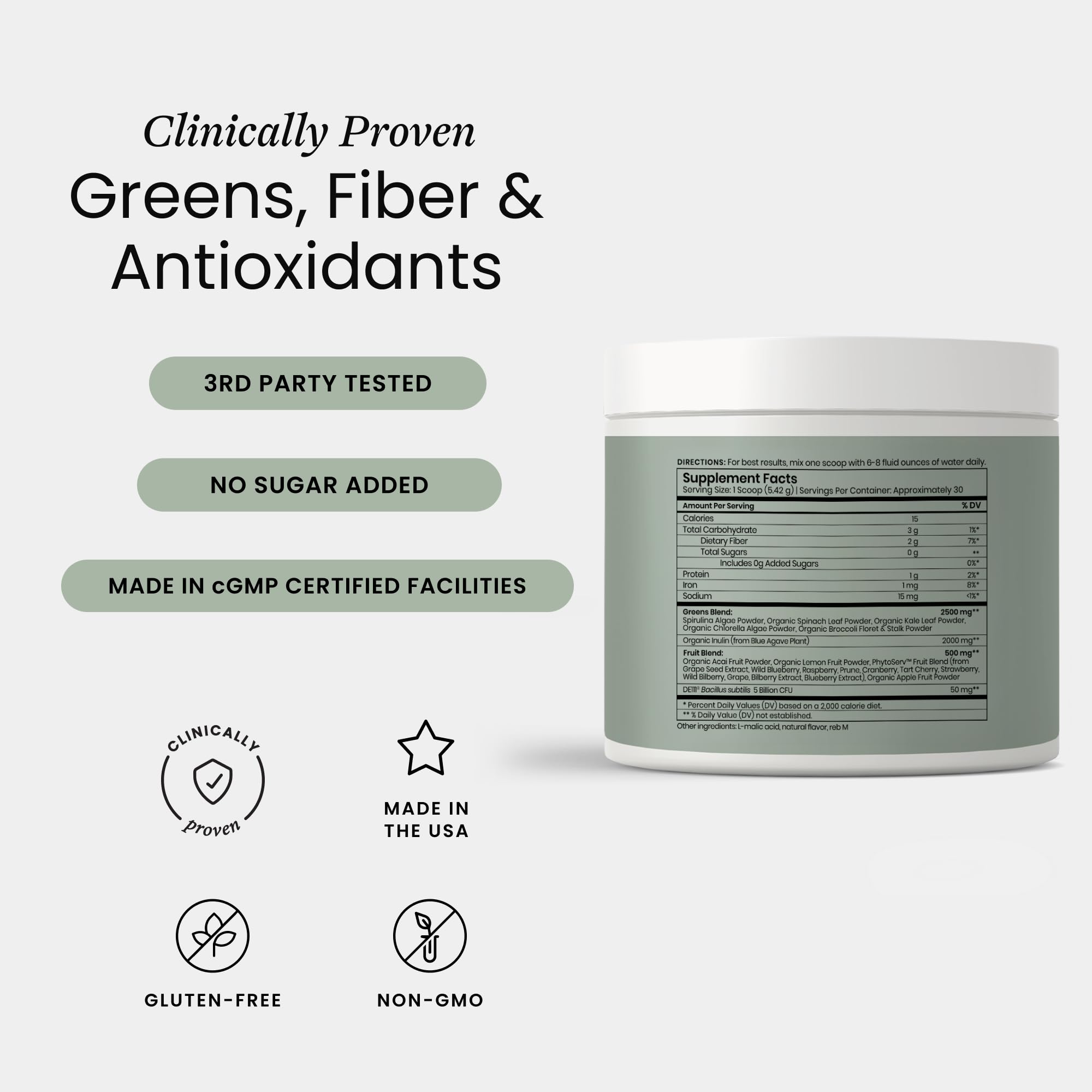 Perelel Acai Berry Daily Greens Powder with Probiotics & Fiber — Amazon image 2