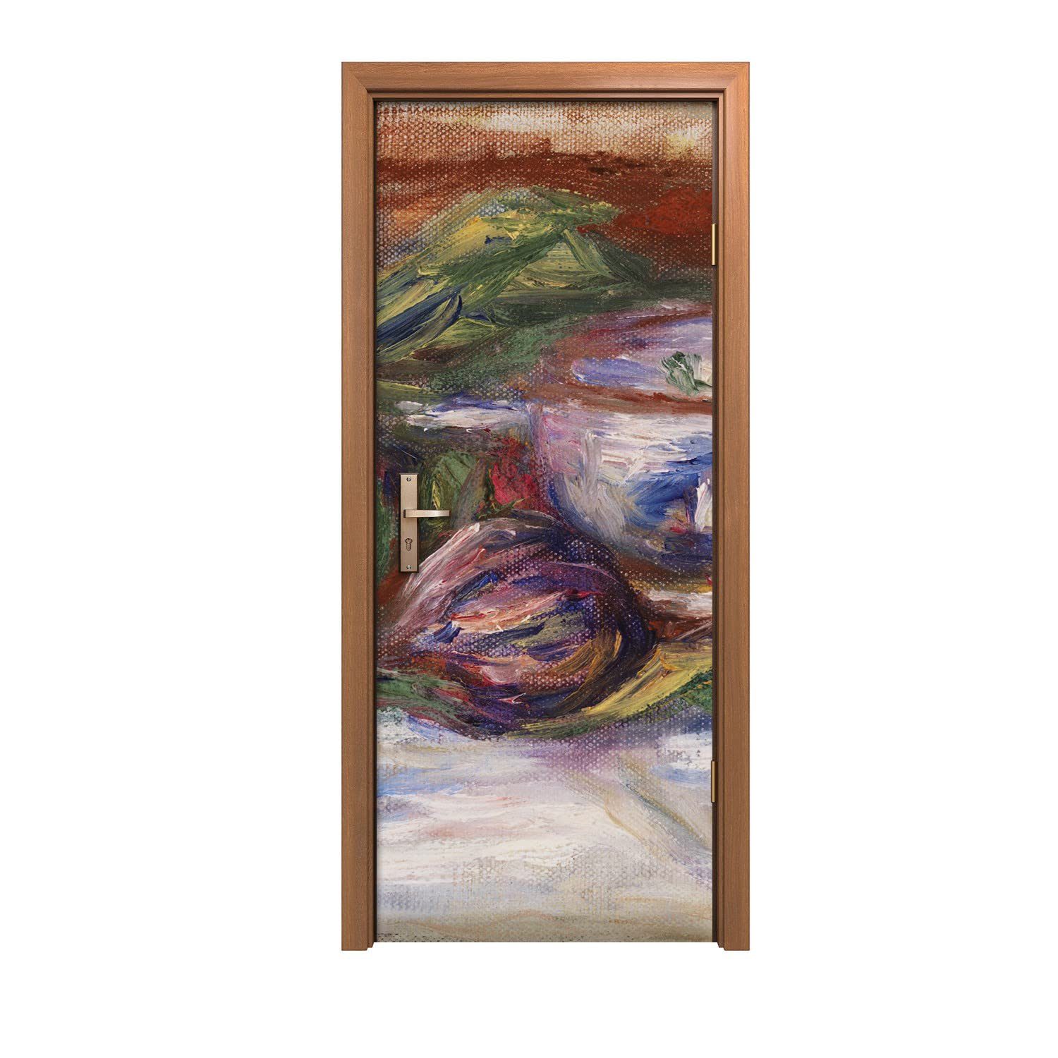 Autocollant de porte decoration murale fleurs pot 90x200cm sticker design interieur