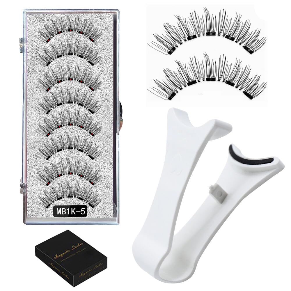 HOVCEH Pestañas Postizas Magneticas con Aplicador, 8 Piezas Pestañas Postizas Naturales, Magnetic Eyelashes, Magnetica Extensiones 3D Reutilizable, Lash Extension Kit, Sin Pegamento, Sin Delineador