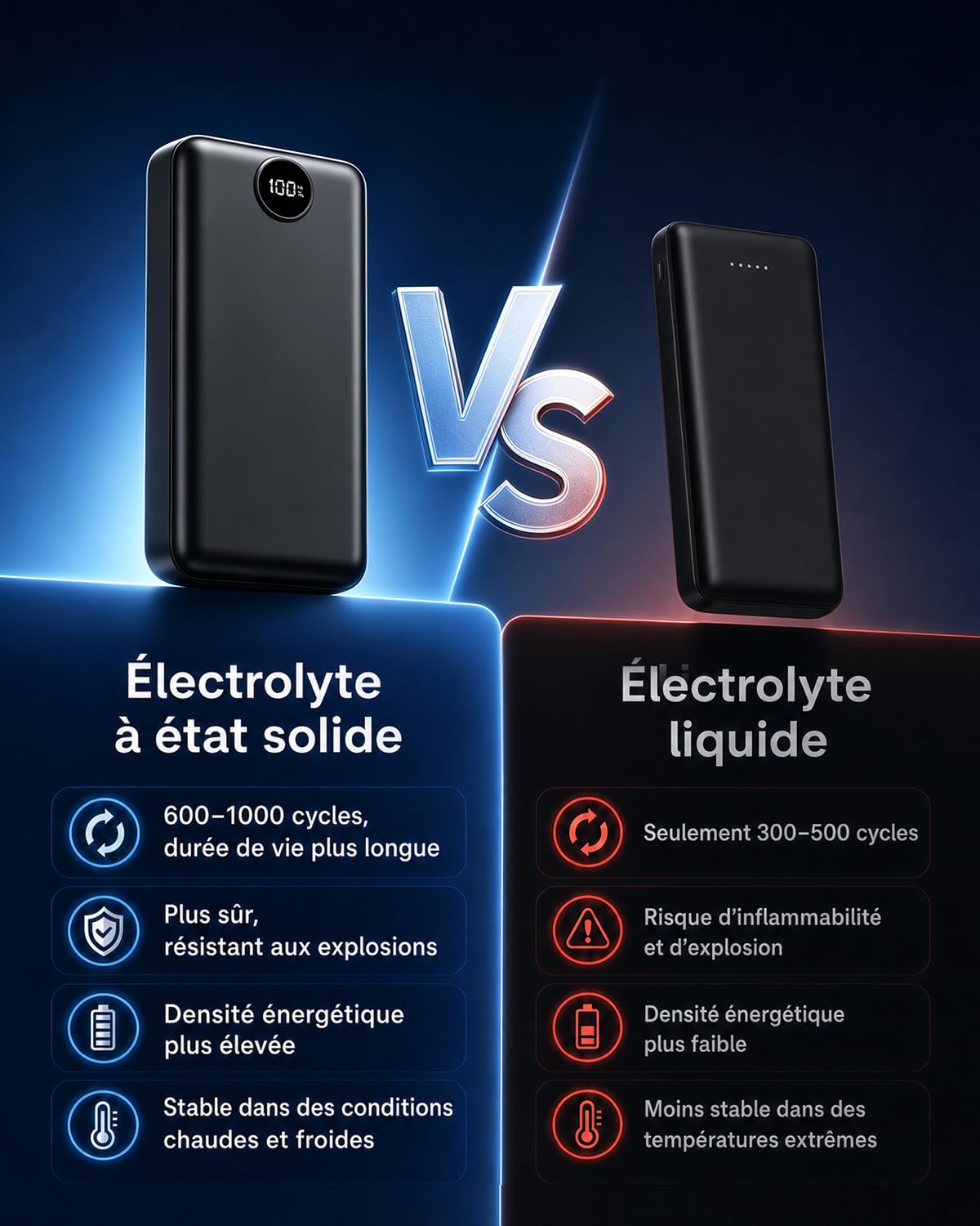 Batterie Externe 50000mAh Semi-Solide Charge Rapide Cable 3 en 1