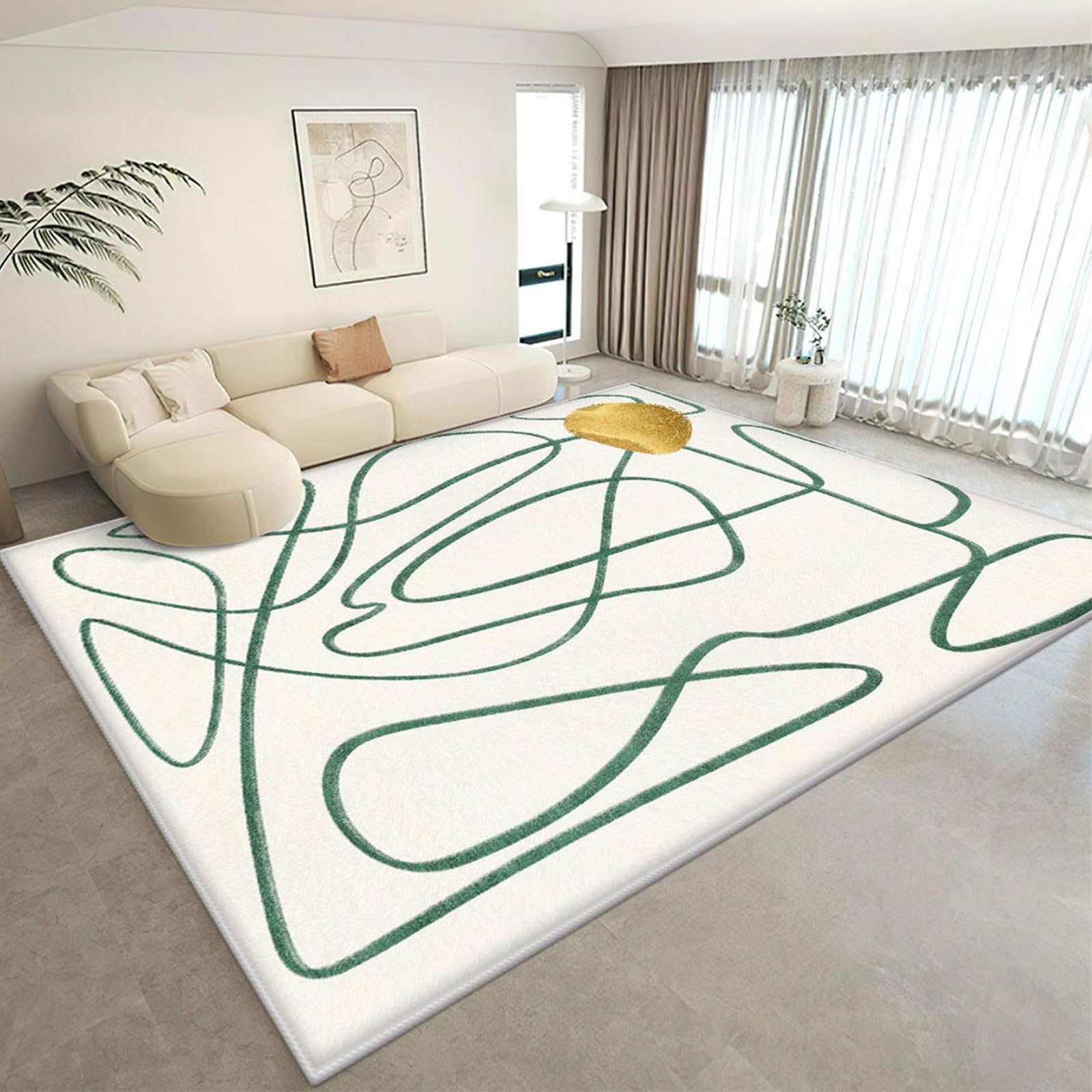 Tapis en fausse laine super doux 200x350cm au design abstrait contemporain haut de gamme