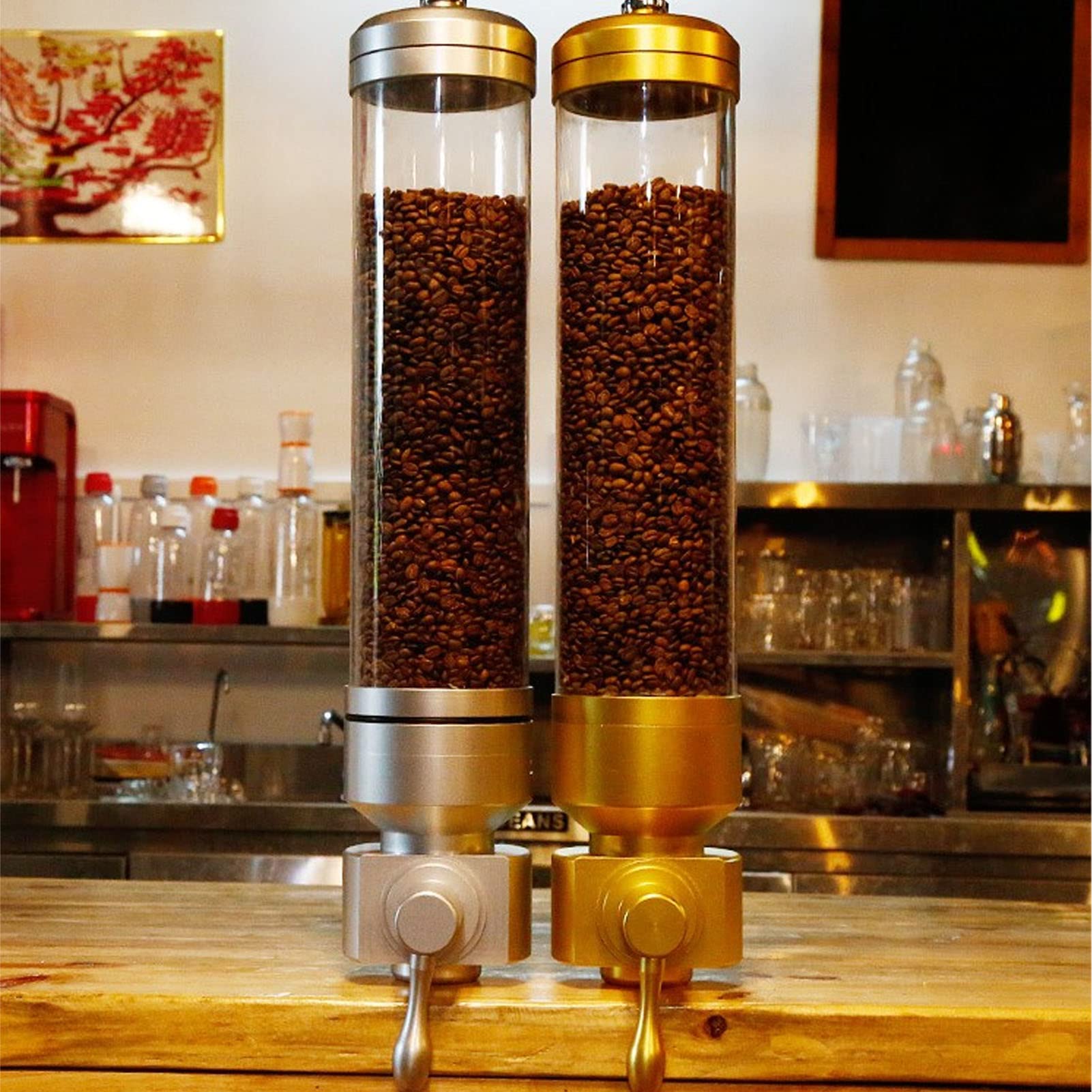 Dozownik Ziaren Kawy, Przezroczyste Akrylowe oszczędność Przestrzeni Zdejmowana Skoncentrowana ściana Wyjściowa -Coffee Fasolka -Szklanka Eksploatacji do Sklepów z herbatą