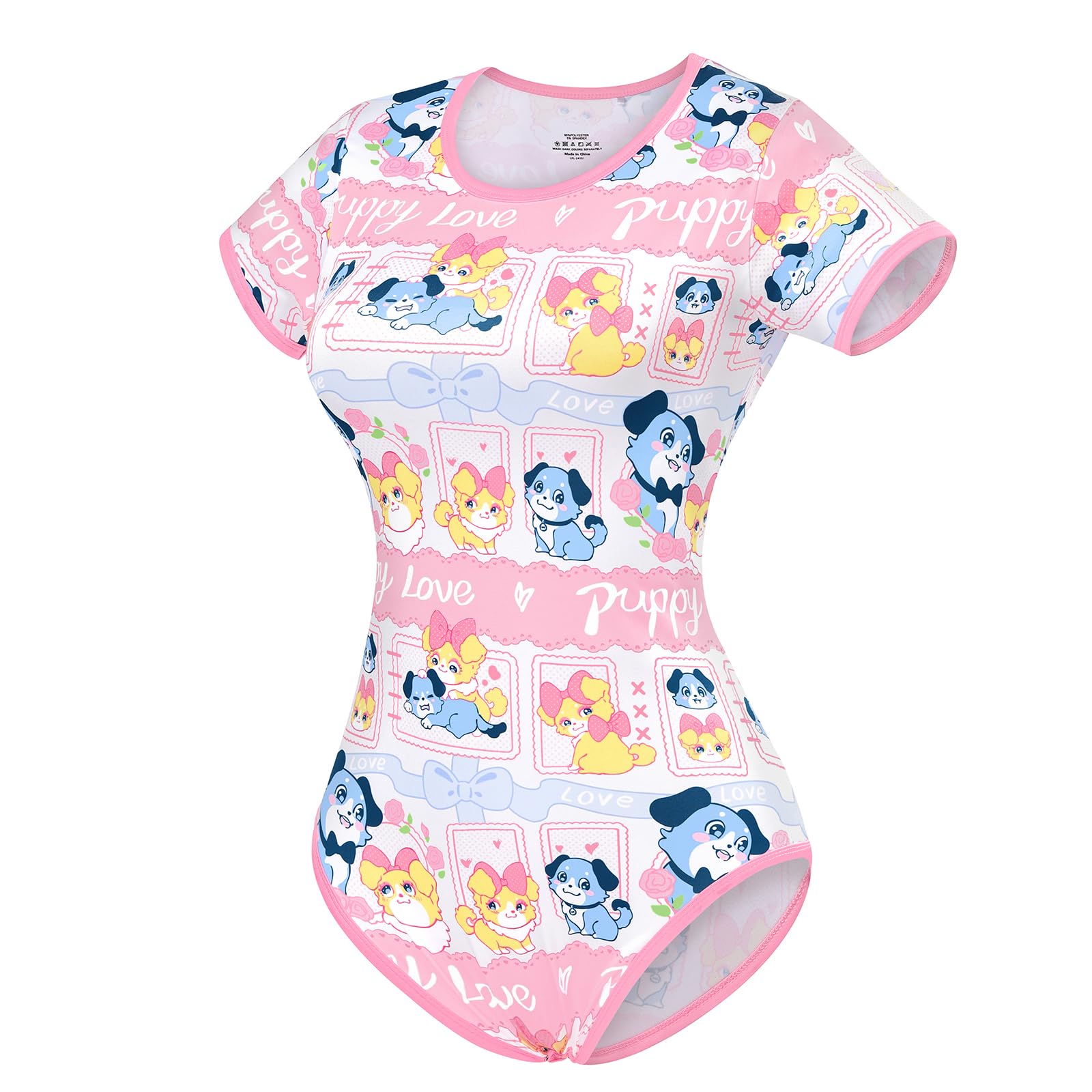 LittleForBig Jedwabisty kombinezon jednoczęściowa piżama body - Puppy Love Little Blue Onesie