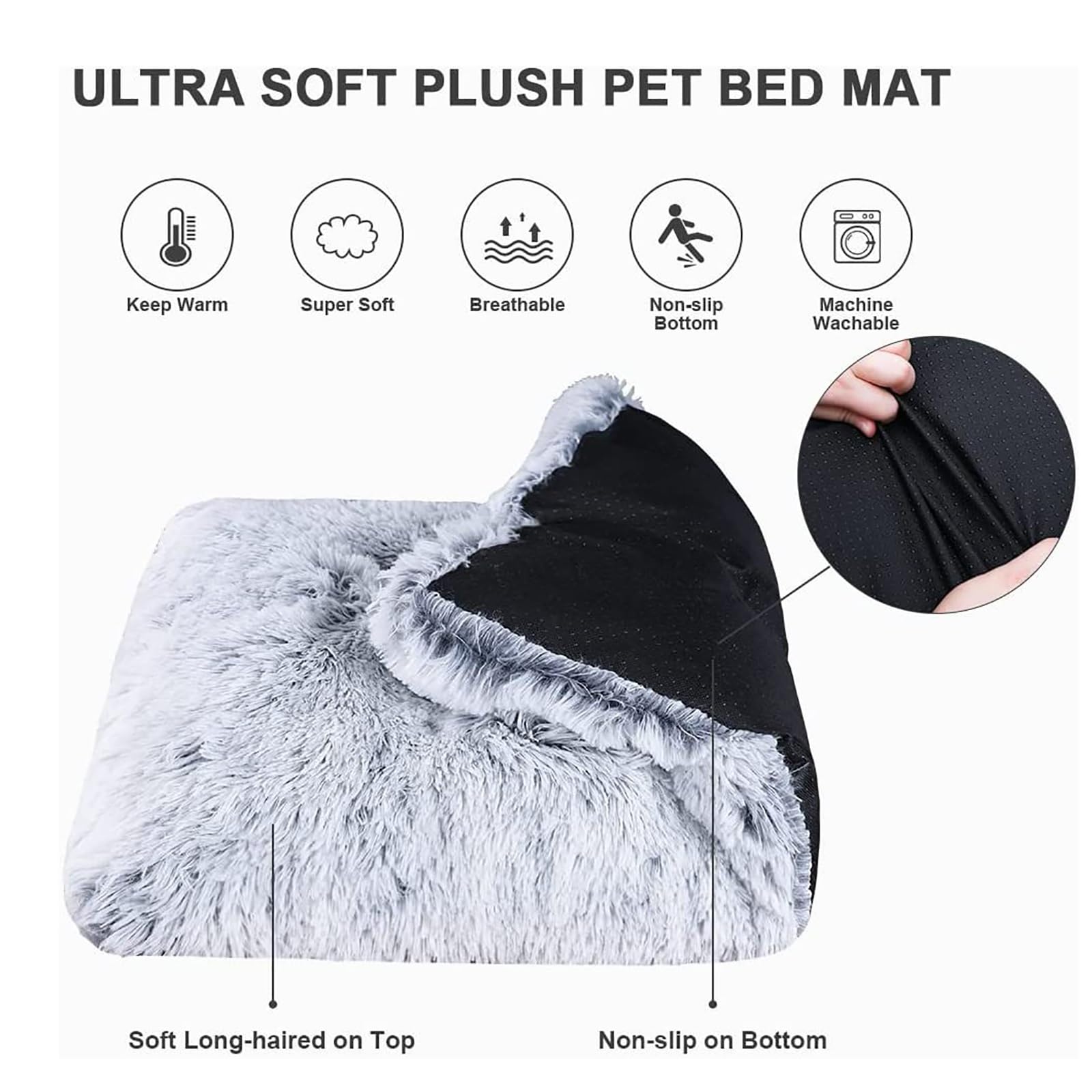 PUIOKA Letto per cani, Letto per cani medio-grande, Letto per cani piccolo, Letto tranquillo, Tappetino per cani a pelo lungo morbido e confortevole, Letto a gabbia per cani lavabile