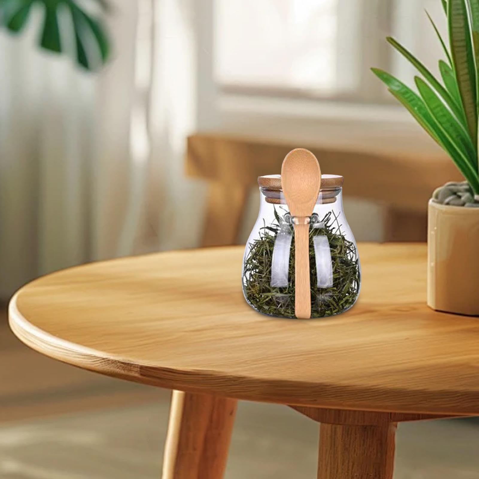 BKYFPQ Pot à Sels De Bain En Verre De 2 097,9 G, Récipient à Sel De Bain Avec Couvercle Et Pelle En Bois, Organisateur De Salle De Bain, Décoration D'intérieur, Accessoires De