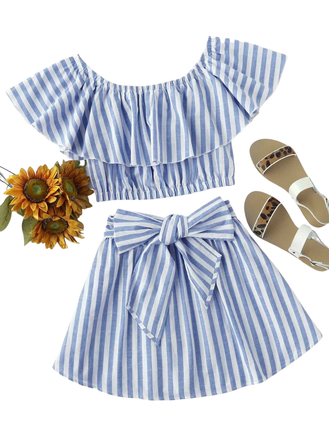 Sylva Baby Girl's cotton bland blue lining top & shorts