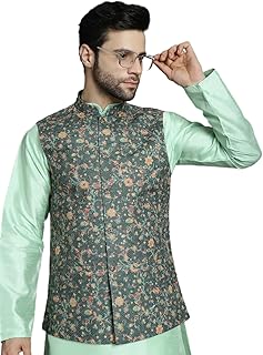 Men's Nehru Jacket Indian Vest Sequins Waistcoat Guest Bandhgala Wedding Outfit