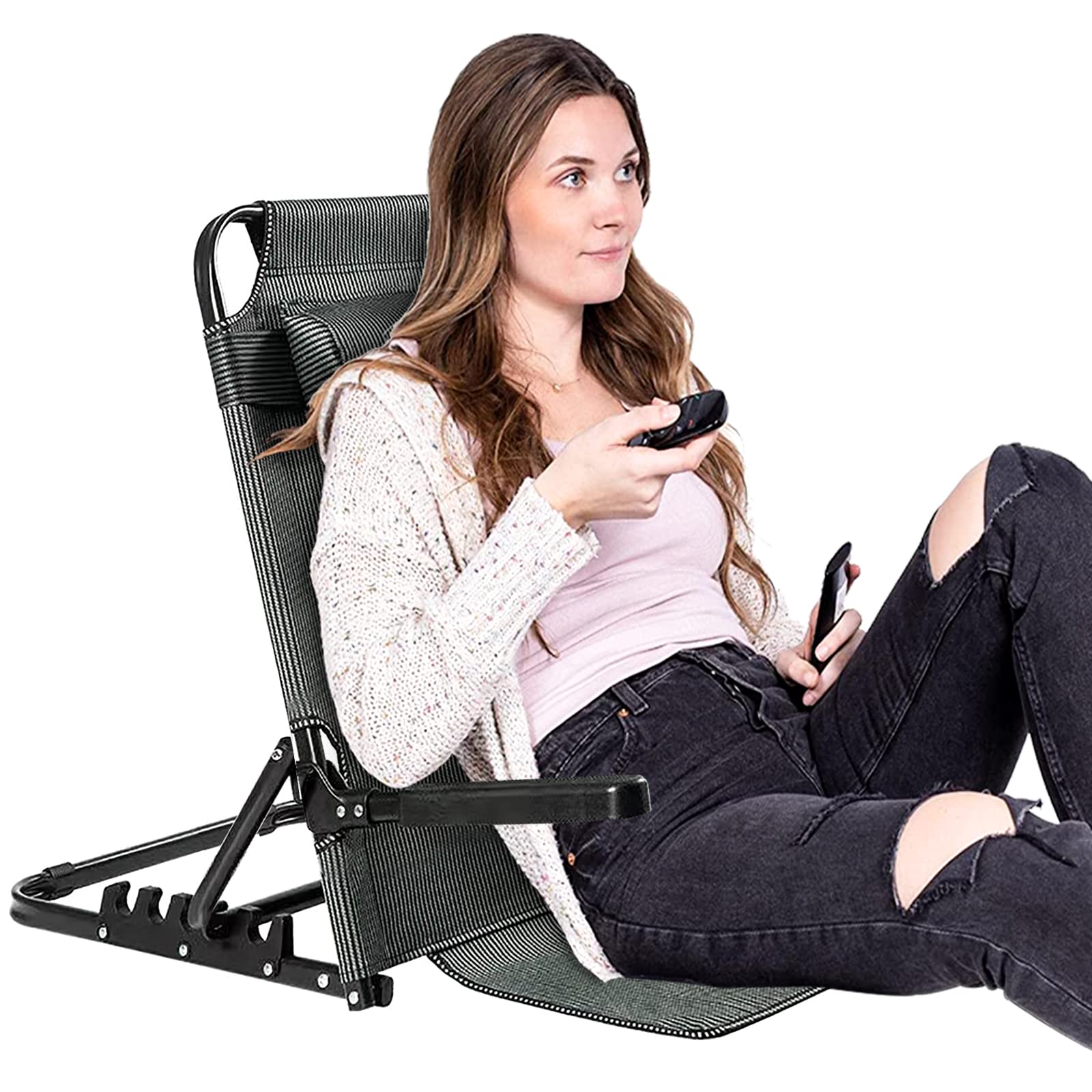 Buy QNLONG Adjustable Bed Backrest with Arms,Floor Chair for Adult