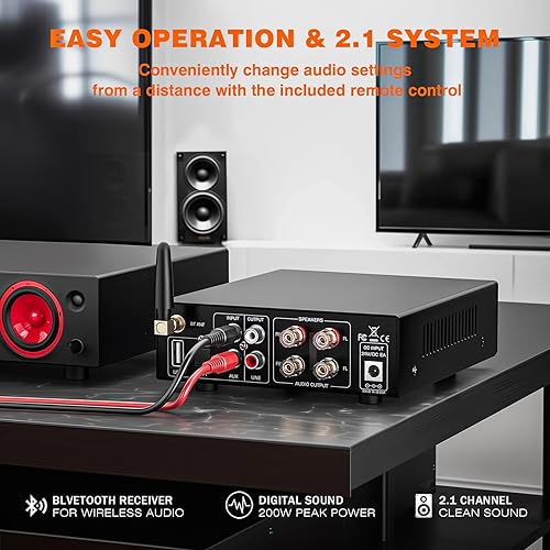 Miniatura 4 de AK-3116 Amplificador de audio estéreo de alta fidelidad, 2.0 canales 100 W x 2 mini amplificador Bluetooth clase D amplificador digital con chip