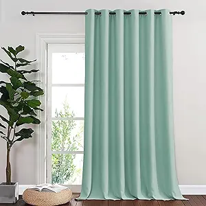 NICETOWN Blackout Room Divider Curtains for Sliding Glass Doors 102 Inches Long 1 Panel, Extra Wide Curtains for Doorway Patio Bedroom Living Room (Aqua Blue, 80Wx102L, 1 Panel)