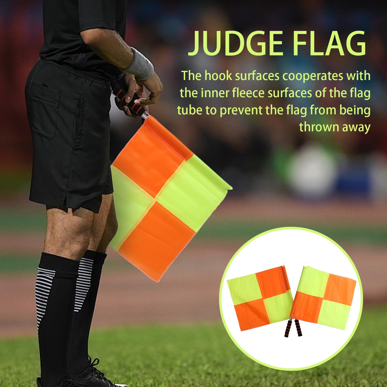 Banderines de Árbitro de Fútbol 2 Jueces de Línea Naranja Amarillo Accesorios Ligeros para Partidos