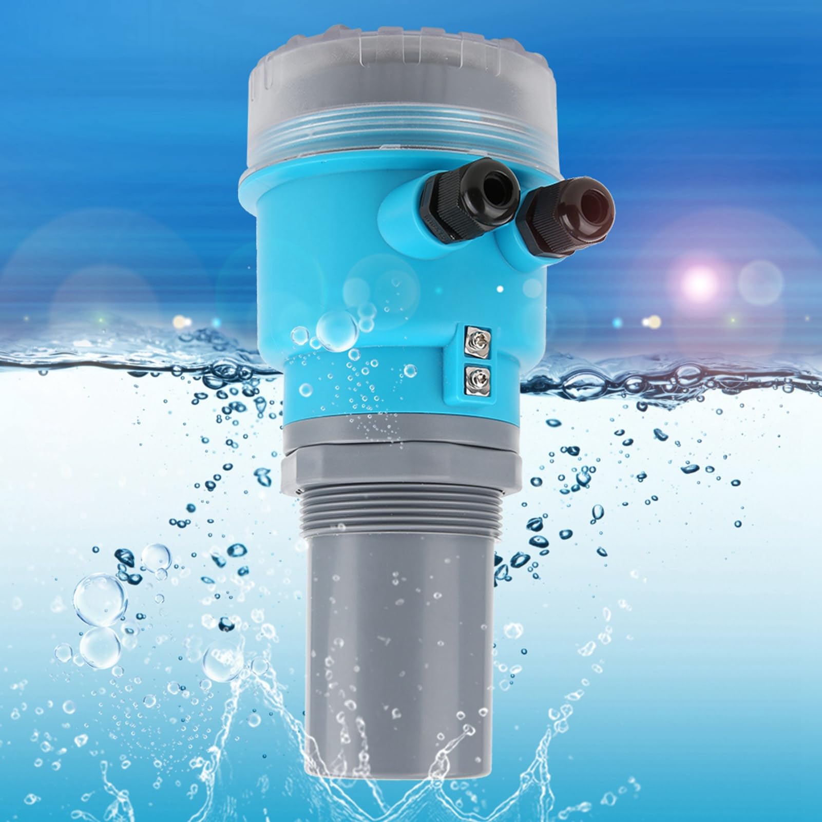 Medidor de nivel ultrasónico digital Pantalla LED integrada 4 20MA Salida analógica DC24V Implejo de agua ABS para tratamiento de aguas residuales Minería de electricidad (0~10 metros)