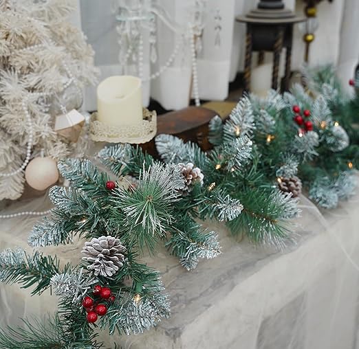 Natreecrown PreLit Artificial Christmas Garland, Snowflake