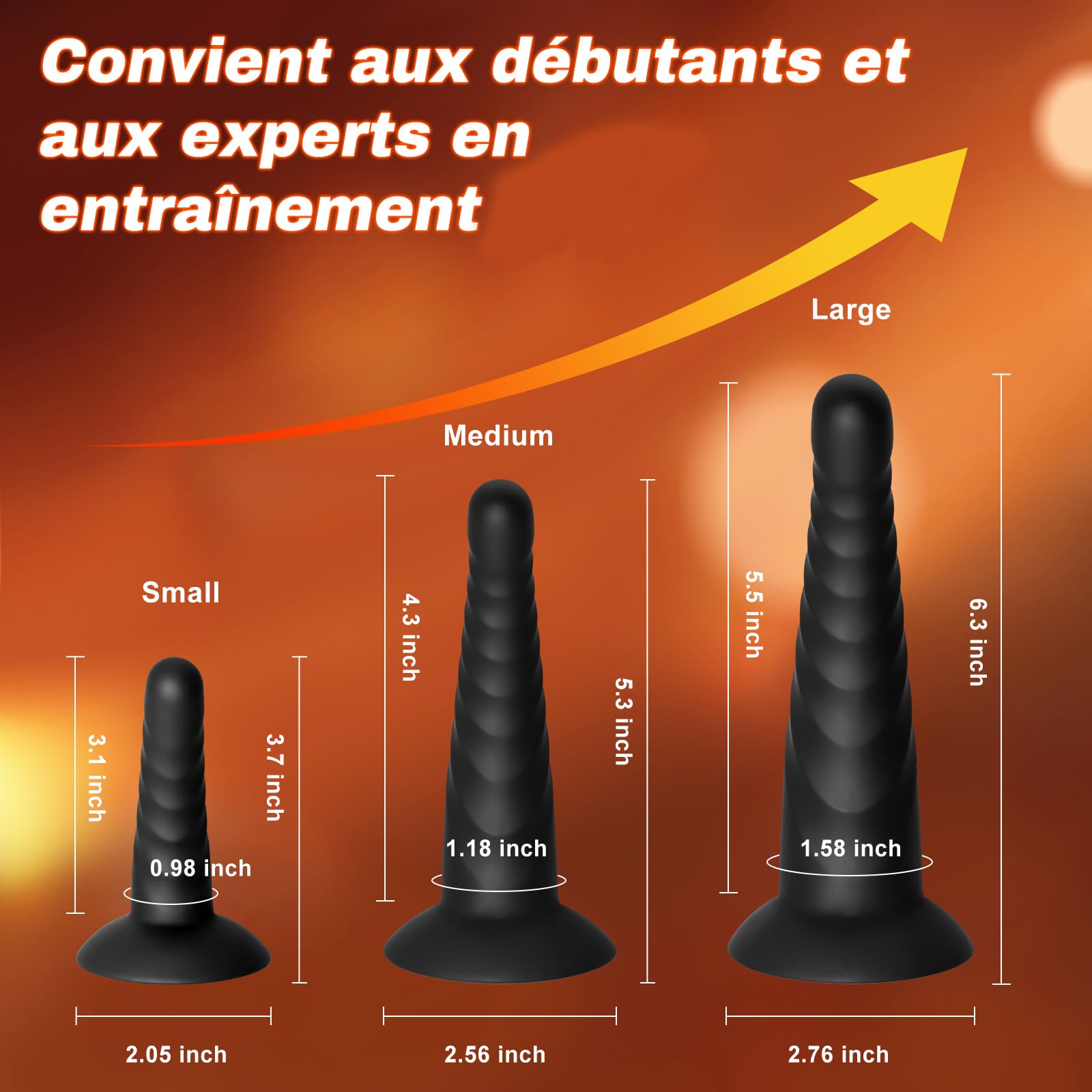3PCS Plug Anale Sexytoysys Donna Kit Sex Toys, Plug Anale-dilatatore Donna e Uomo, Dildo Anale Butt Plug aus Silikon (Schwarz)