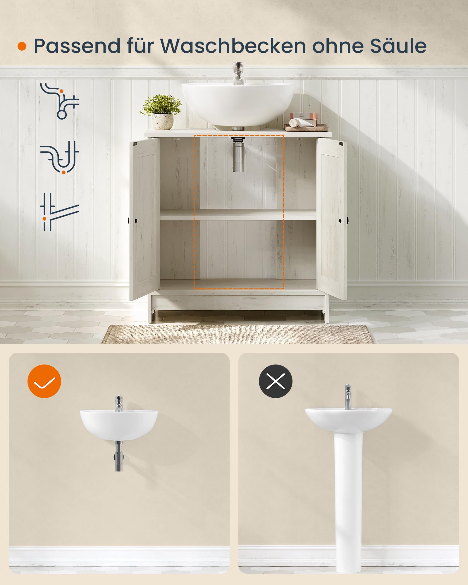 Mietfreundlicher Waschbecken-Unterschrank