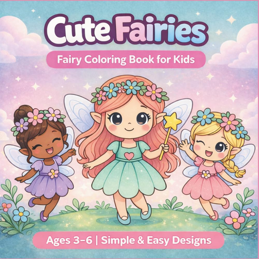 Cute Fairies: Fairy Coloring Book for Kids Ages 3-6 (Little Fantasy Friends Coloring Series)