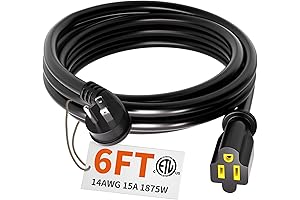 HUANCHAIN Black Outdoor Extension Cord 6 Feet, Heavy Duty and Flexible