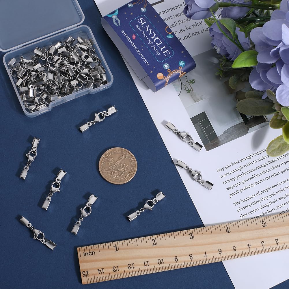 SUNNYCLUE OT-Verschlüsse – 40 Sets, Silberfarben, Edelstahl, Für Schmuckherstellung (Halsketten, Armbänder)