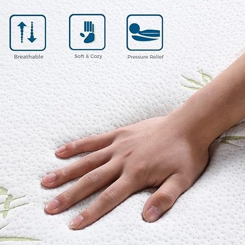 Miniatura 7 de Inofia Trifold Mattress, Folding Memory Foam Mattress with Removable Cover, for Camping, Guest, and Floor Foldable Beds, Cot Size (75"x31"x6")