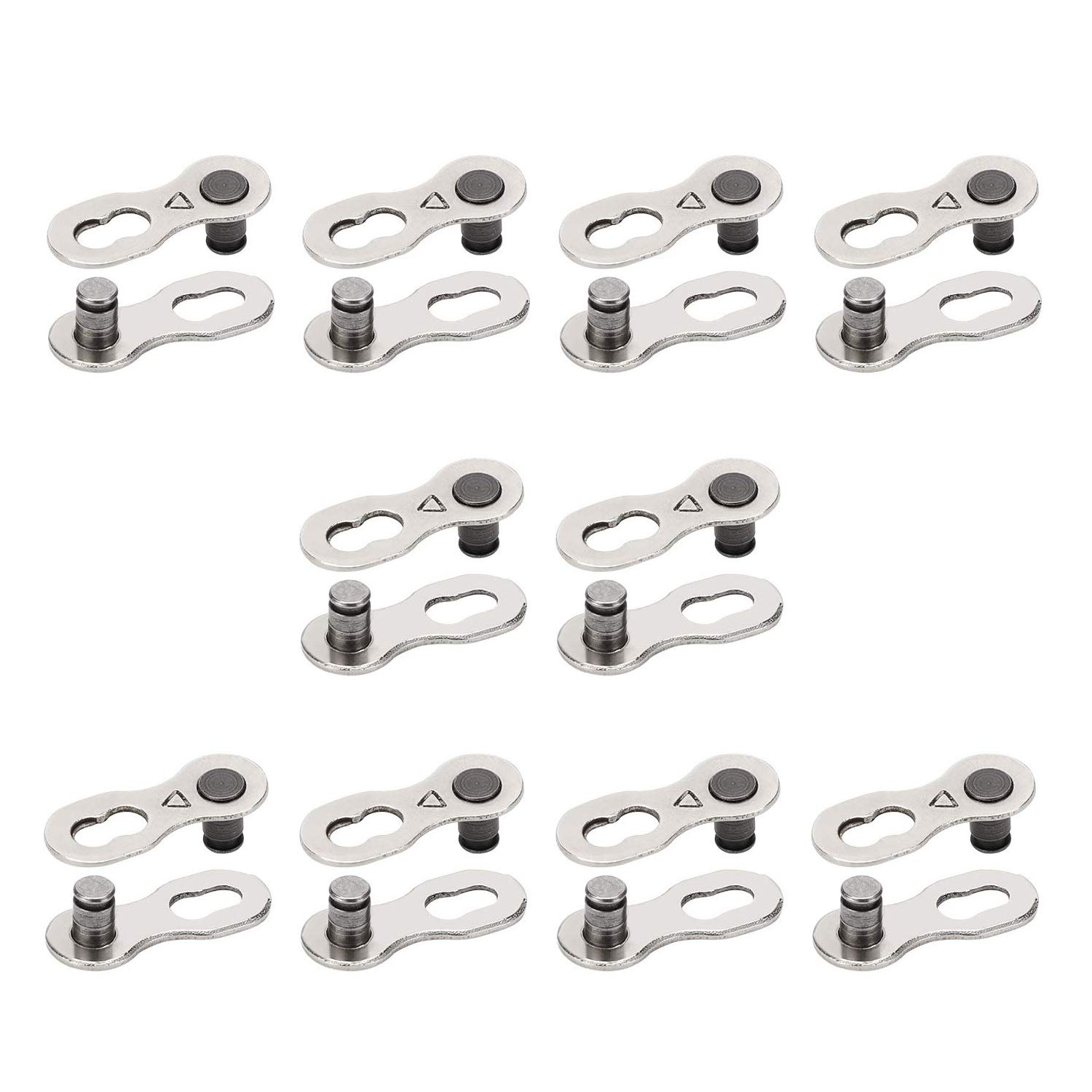 QKURT 10 Pairs 20pcs Bicycle Missing Link for 6-7-8 Speed Chain, Professional Reusable Bicycle Chain Link Connector, Steel Bike Chain Link