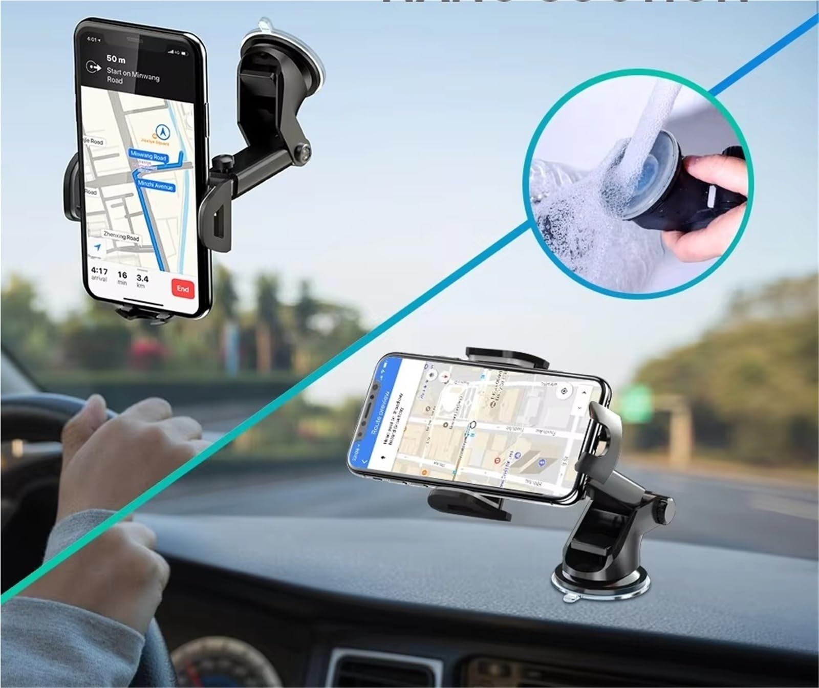 Per Huawei Supporto Per Telefono Da Auto 360 ° Parabrezza Cellulare Supporto Smartphone Supporto Universale Accessori Porta Cellulare Auto(One Pack Two Uses)