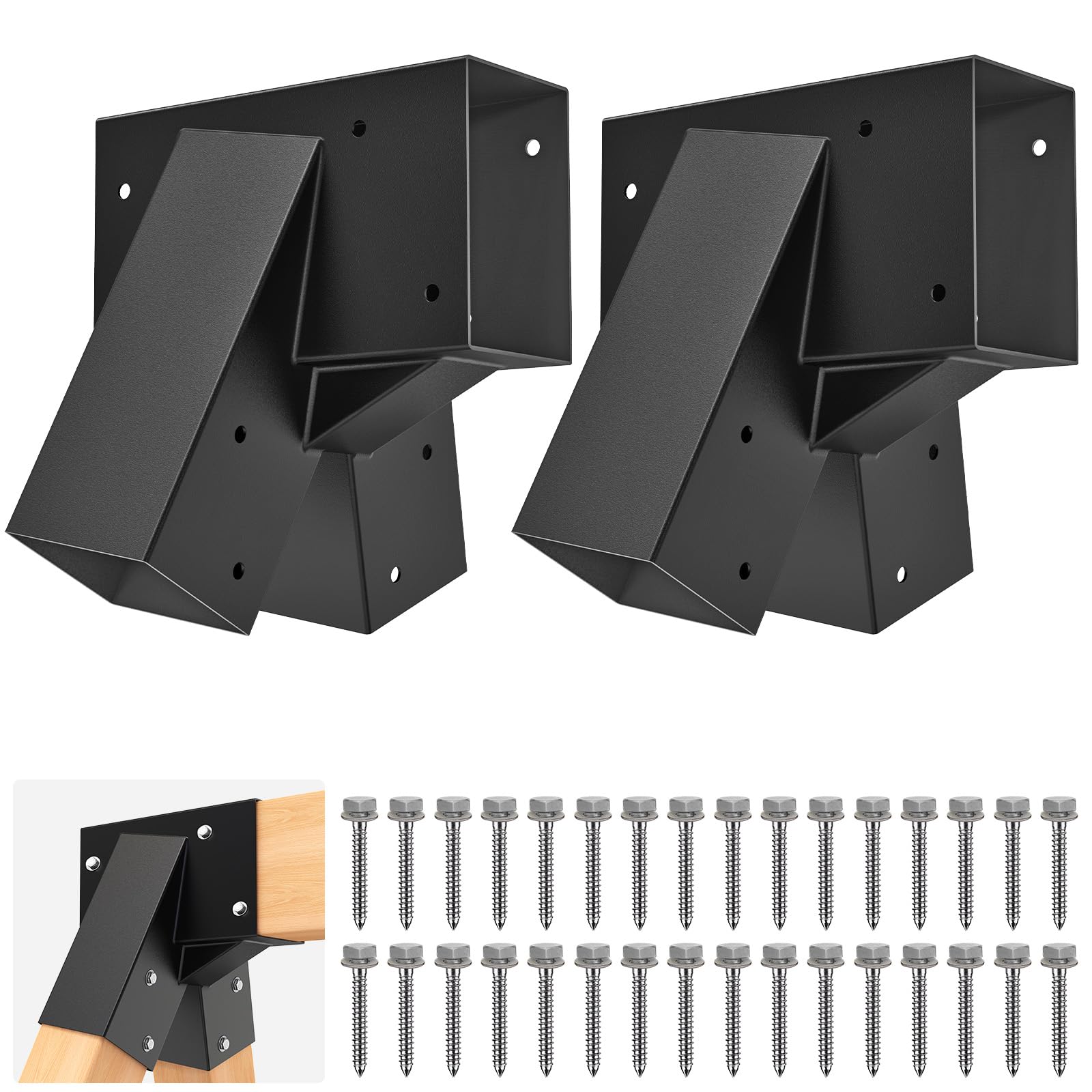 SELEWARE Juego de soportes de columpio de alta resistencia – Kit de herramientas para columpios de marco en A con accesorios de montaje, se adapta a 4 patas (4 x 4) y 1 (4 x 6) viga, soportes de