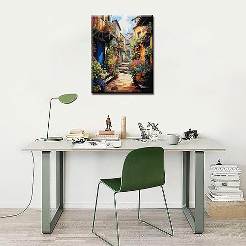 Miniatura 3 de Tucocoo Pintura pintoresca de carril por números para adultos, flores coloridas para puerta, pintura en lienzo para niños, pinceles para